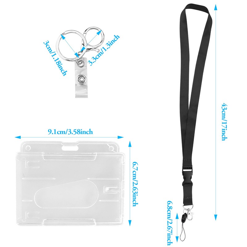 ID Card Holder, Pack of 2 Transparent Card Cases with