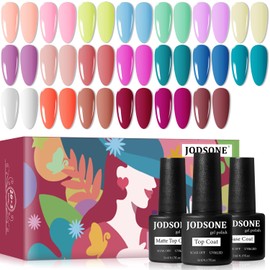 JODSONE JODSONE 20 Color Vibrant and High Shine Gel Nail Polish Kit with 3 PCS Base Coat and Matte and Glossy Top Coat