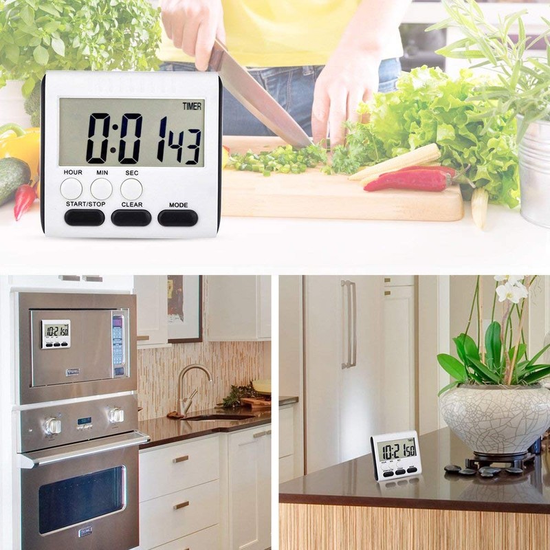 3 Pack 24 Hours Magnetic Kitchen Timers with Digital Alarm