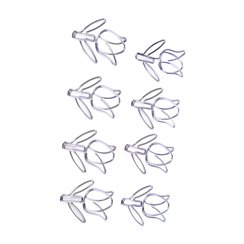 50Pcs Tulip Paper Clips Cute Purple Tulip Design Durable Metal