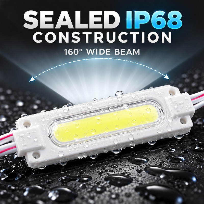 10-Pack 12V 2W COB LED Modules with Lens, IP68 Waterproof