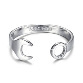 THE BLING KING New 9mm Silver-Filled Gold-Plated Adjustable Spanner Wrench Bangle - 42g