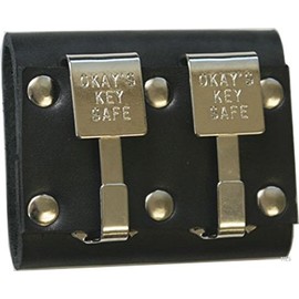 Okay's Key Safe Nickel, Top Grain Leather Key Holder (Double Clip)