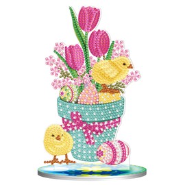 NSXIN 5D Diamond Painting Easter Decoration, DIY Diamond Painting Pictures Kit, Easter Table Decoration, Craft Applique Mosaic Rabbit Easter Eggs Decoration (Style H)