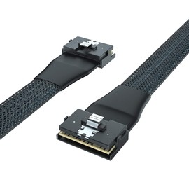 10Gtek 24G SlimSAS SFF-8654 to SFF-8654 Cable, PCIe4.0, 85-ohm, Compatible with Servers, Storage Systems, Workstations & High-Performance Computing, Low Profile Cable, 0.3-m(0.98ft)