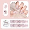 Mulaibdin Press on Nails Medium Shiny Fake Nails with Diamond