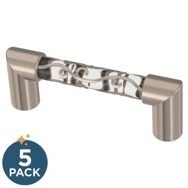 Franklin Brass Crystal Lace (5-Pack) Cabinet Handles 3' Hole Center Satin Nickel and Clear Kitchen Drawer Pulls Dresser, Furniture Hardware P16310K-116-B