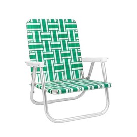 Lawn Chair USA Green and White Stripe Beach Chair - Lightweight, Durable, and Perfect for Beach Lounging