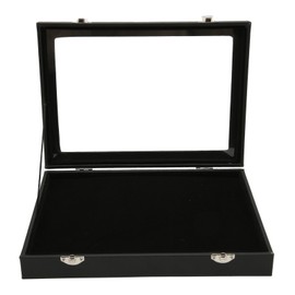 Pin Display Case Dustproof Transparent Glass Lid Badge Storage Box with Lock Buckle for Brooch Bar Jewelry Collection M