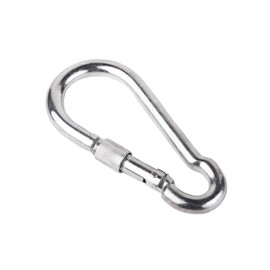 (Pack of 4 pcs) Galvanised Steel Carabiner 10 x 100 mm DIN 5299D Spring Snap Key Chain Clip Hook Screw Gate Buckle with Screw Gate Lock (4)