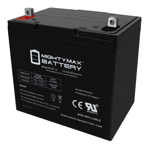 12V 55Ah SLA AGM Battery Replacement for Zeus PC55-12