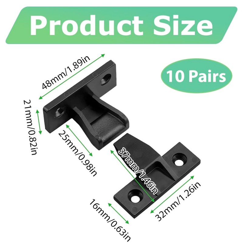 10 Pairs Push in Plinth Fasteners Hidden ABS Press Fit