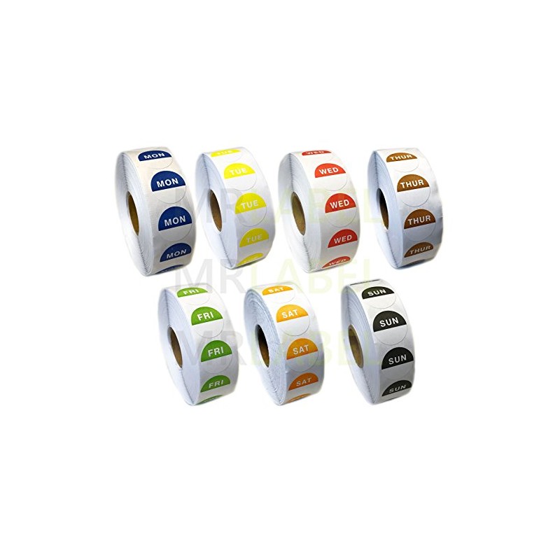 Set of 7 Rolls - Day Dot Food Stickers -