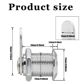 Moicstiy 6 Pack Cabinet Cam Lock, 3/4 Inch Cabinet Locks with Keys, Cylinder Cam Lock Chrome Finish RV Lock Replacement, Zinc Alloy Secure Drawer Lock for File Cabinet, Mailbox, ATM