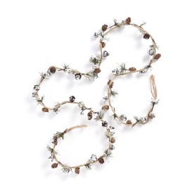 Giftcraft 681369 Christmas Pine Cone and Bell Garland, 1 inch, Plastic, Wire and Jute