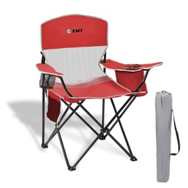 Portable Outdoor Folding Chair with Cup Holder & Cooler Bag - Breathable Mesh, Wide Armrests, Ergonomic Design for Camping, Beach, Backyard - Includes Storage Bag & Bottle Opener (Black/Green/Red)
