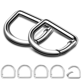 10Pcs Small D Ring Carabiner Clips, Metal Tiny Keychain Spring D Rings Hook for Car Keyring, Backpack Clips, Webbing Buckle, Paracord Keyrings, Dog Tag Clip, Purse Chain Hardware (Silver)
