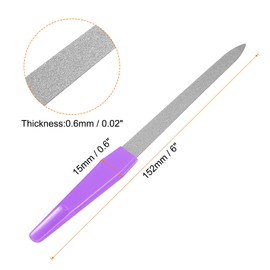 HARFINGTON 5pcs Metal Nail Files, 180 Grit Fingernail Files, Double Sided Natural Nail Files for Women Men with Plastic Handle, Steel Nail Files, Diamond Files with Sharp Pointed Tip, Purple