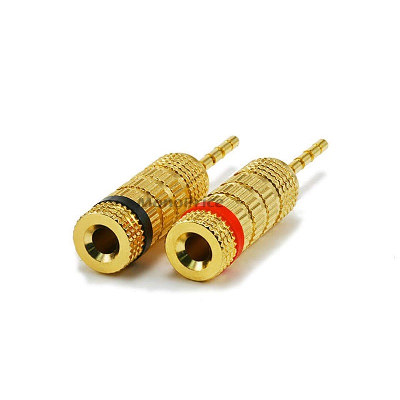 Monoprice 1 Pair of Gold Plated Speaker Pin Plugs, Closed