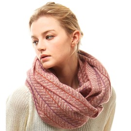 RJAY Women's Warm Winter Loop Infinity Neck Warmer Scarf (Herringbone - Pink)