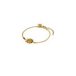 Purelei Iconic Sun Bracelet - Filigree Snake Chain Bracelet with Sun Charm - Stainless Steel 14K/18K Gold Plated - 16-19cm - Elegant Jewellery with Meaning - Waterproof, One size, Stainless Steel