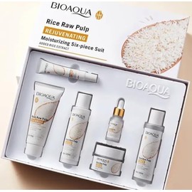 BIOAQUA Crema Facial Hidratante Rejuvenecedora De Pulpa De Arroz Crudo Loción Tónica Limpiadora Crema Para Ojos Esencia Ha 6 Unidades Ideal Para El Cuidado De La Piel Caja De Regalo