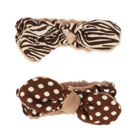 Baluue 2pcs Plush Makeup Headband for Women Hairband Bow for and Comfortable Face Washing Accessories Striped Dot Styles