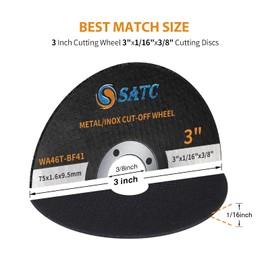 S SATC Grinder Wheel 25 PCS Cut Off Wheels 3 Inch Cut Off Wheel 3" x1/16 x3/8" Fits Any Angle Grinder Air Tool