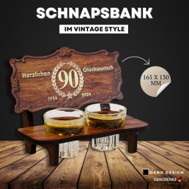 DARO Design - Schnapsbank Jahreszahl Geschenk zum 90. Geburtstag, Jahrgang 1934, Geburtstagsgeschenk Deko Vintage Retro Look lustige Geldgeschenke mit 2 Schnapsgläser, Geburtstagsdeko