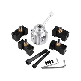 Quick Change Tool Holder and Holder Set for Mini Lathes Aluminium Alloy 4 Cutter Holders, High Precision, Wide Shank for Cylindrical Turning, Knurling