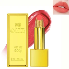 BEUKING Gold Lipstick Velvet Nude Red Pink Lip Tint Non-Smudge High Pigment Not Fade Smooth Long-Lasting Wear Non-Stick Cup Waterproof Matte Lady Lip Gloss for Girl Women Lady Daily Lip Makeup (#3)
