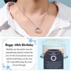 PINKDODO 60th Birthday Gifts for Women Turning 60, 6 Decades Jewelry, 60 Years Old Birthday Gifts Ideas for 60th Necklace