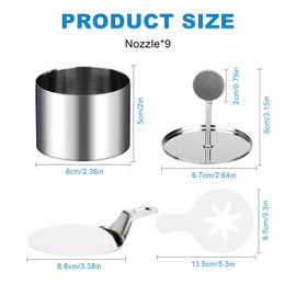 KIMIGO Dessertringe Set, Edelstahl Servierringe 7.5cm,Kleiner Kuchenring mit Tüllen & Spritzbeutel,Geeignet für die Herstellung von Keksen, Donuts und Kuchenbackformen