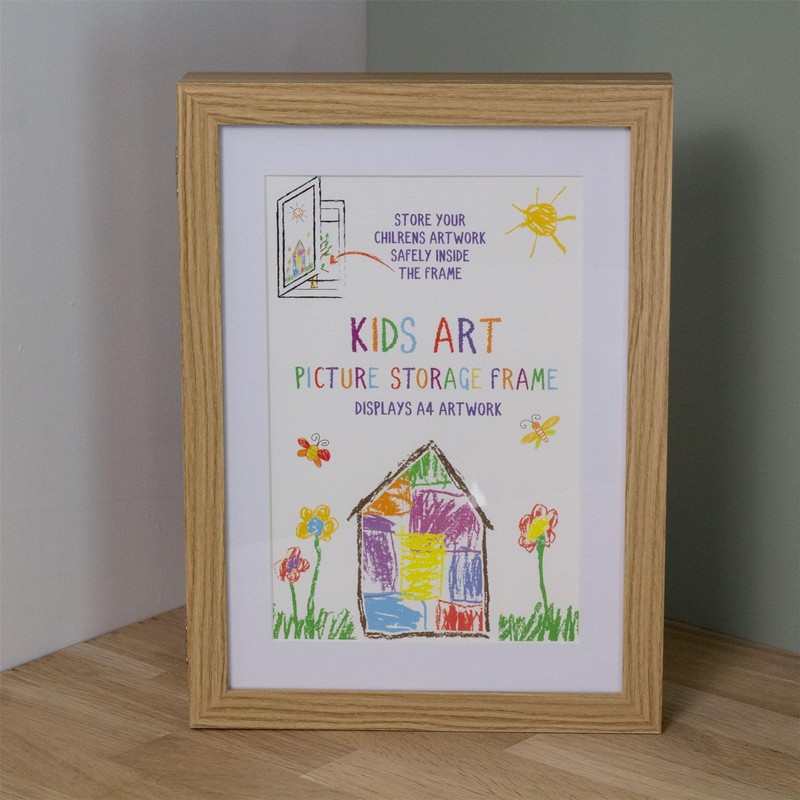 Carousel Home Kids Artwork Display Frame | Front-Opening A4 Storage
