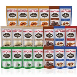 blue ribbon Land O'Lakes Hot Cocoa Mix (20 Count) 6 Flavors Gifts for Students Co-Workers Teens Someone Special Family Friends Her Him Hot Cocoa Gift Box