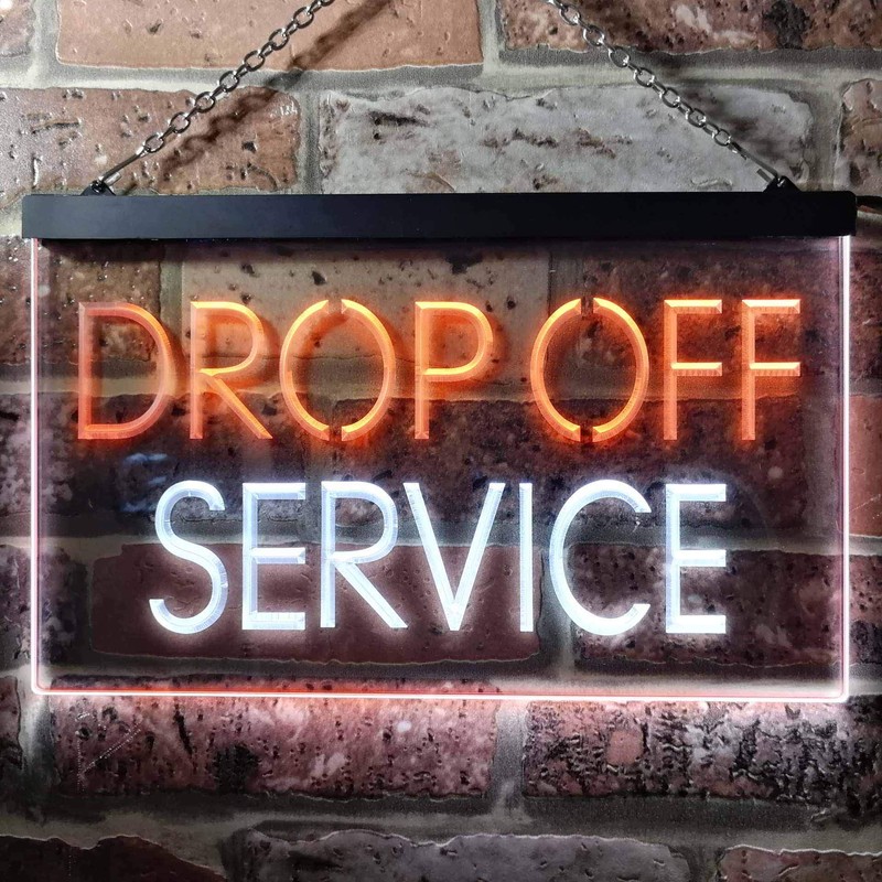 Drop Off Service Illuminated Dual Color LED Neon Sign White