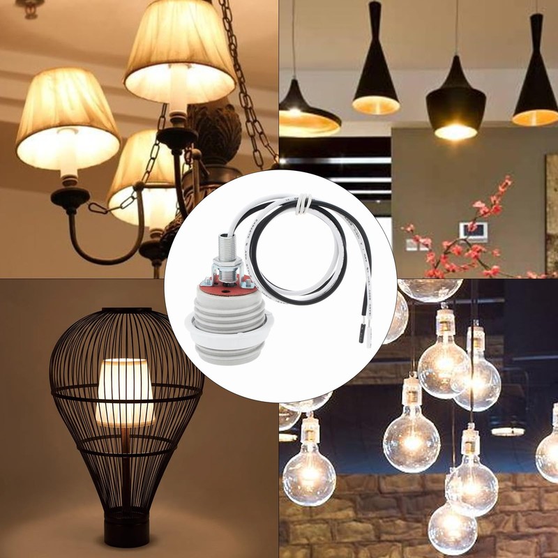 RTNLIT E26 Light Socket with Aluminum Shade Ring, Ceramic Medium