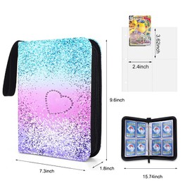 Card Scrapbook 400 Pockets 50 Pages, Trading Card Albums, Waterproof, Exquisite Gifts (400 Pockets, Heart-Shaped)