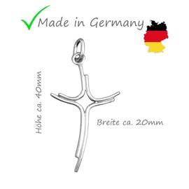 Geschenke für Frauen - Handgearbeitete Kreuz Kette Anhänger mit Engel, aus Silber, Unikat von Kleiner Goldschmiede, Made in Germany, Ideal als Taufgeschenke für Jungen und Mädchen