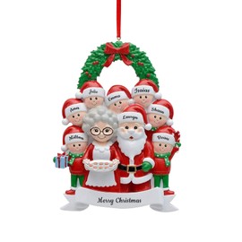Adornos navideños con nombre personalizado Familia de 8 Nombres de los miembros de la familia personalizados para decoraciones de árboles de Navidad