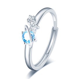 VIKILEE Women's Rings S925 Sterling Silver Rings Stellar and Star Cubic Zirconia Accents Adjustable Size for Girlfriend Anniversary Valentine's Day, Silver