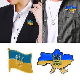 Ankexin Brooches for Women,National Emblem Ukraine Brooches Ukrainian Flag Territory Map Pins Symbol National Rejuvenation in Ukraine Alloy Badge