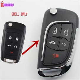 KEYECU Modify Flip Remote Key Fob 5Btn Shell Case for Chevy Camaro Cruze Equinox Malibu