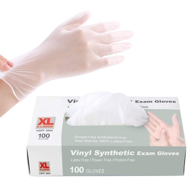squish Disposable Gloves,Clear Vinyl Gloves Latex Free Powder-Free Glove Cleaning Health Gloves for Kitchen Cooking Cleaning Food Handling, 100PCS/Box, X-Large