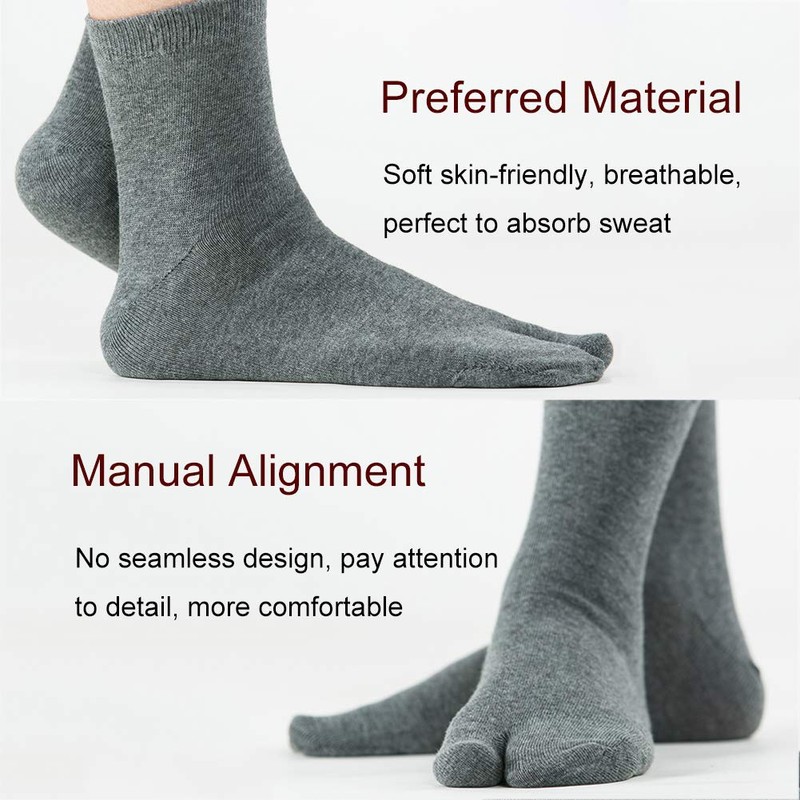 Men's Flip Flop Socks Tabi Split Toe Geta Wicking Cotton