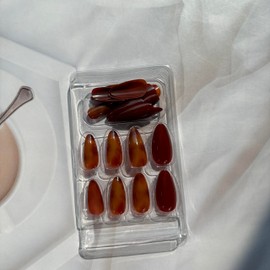 Fall Press on Nails Autumn Fake Nails Almond Shaped False Nails with Light Brown Designs Retro Glue on Nails Thanksgiving Stick on Nails Full Cover Cute Acrylic Nails Glossy Artificial Nails