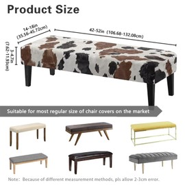 Cugasmaru Cow Print Bench Covers Slipcover Rectangle End of Bed Bench Dustproof Removable Stretch Dining Chair Cover for Living Room Home Decor Outdoor Party Cars