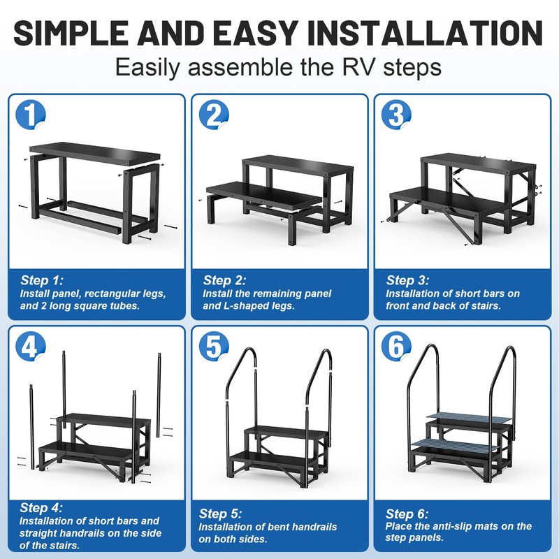 RV Steps Spa Steps with Handrail - 2 Step Hot