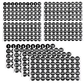 Larrel 12 Blatt Zahlen Aufkleber 1 bis 200, 2,5 cm Schwarz Klebezahlen Nummer Aufkleber Wasserdicht Zahlenaufkleber Aufkleber Vinyl Fortlaufende Nummer Aufkleber für Lagerung, Klassifizierung