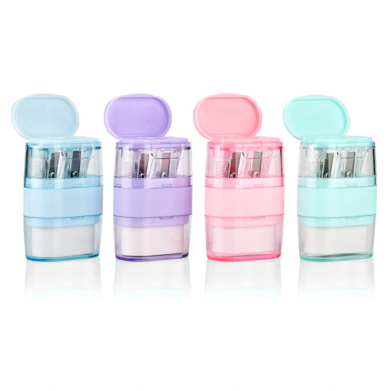 Waremew 1PCS Manual Pencil Sharpener with Eraser, 2 Sharpening Holes